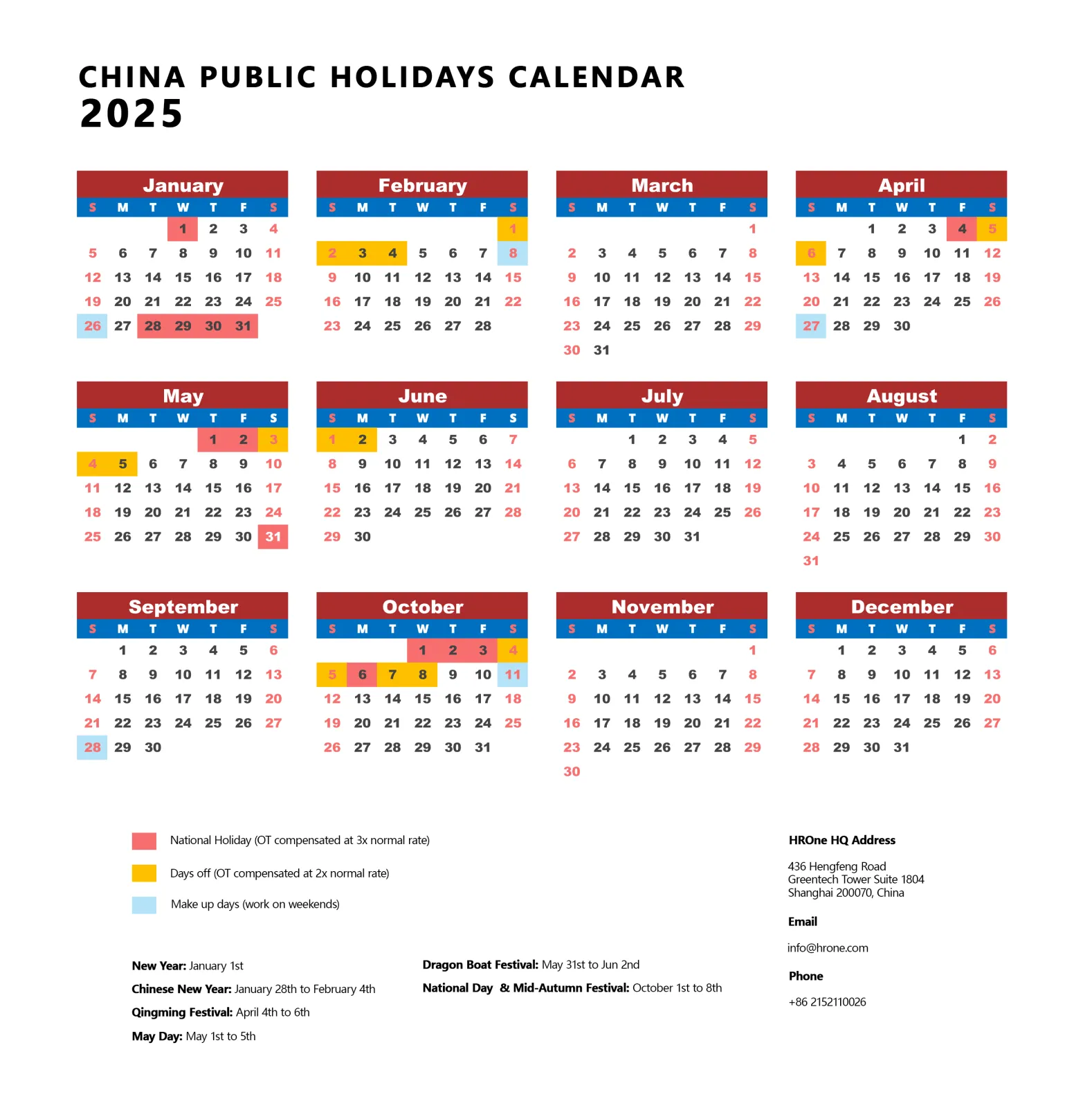 China Corporate Calendar 2025 Tools FDI China