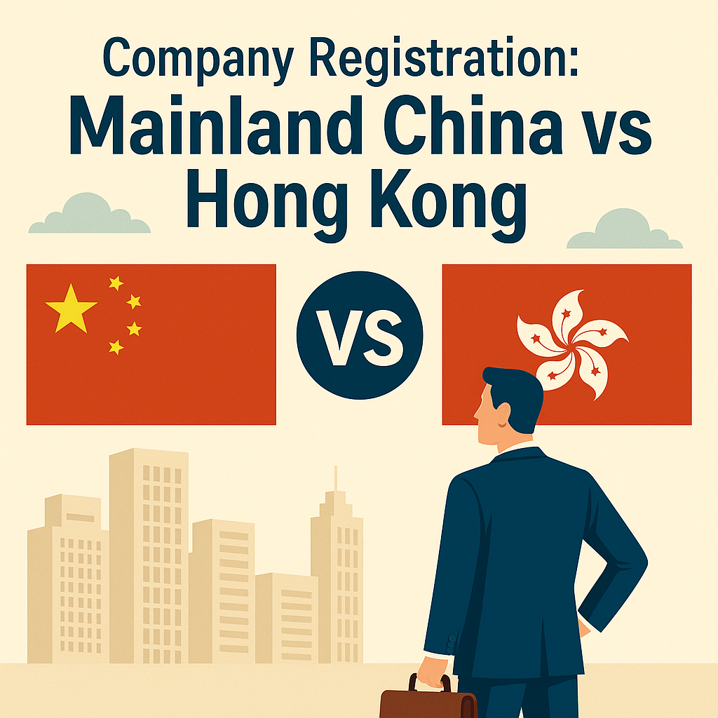 China vs Hong Kong Company Setup visual comparison of tax, registration, and compliance