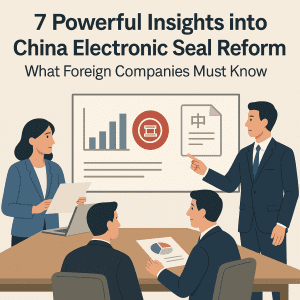 Business professionals analyzing China electronic seal regulations