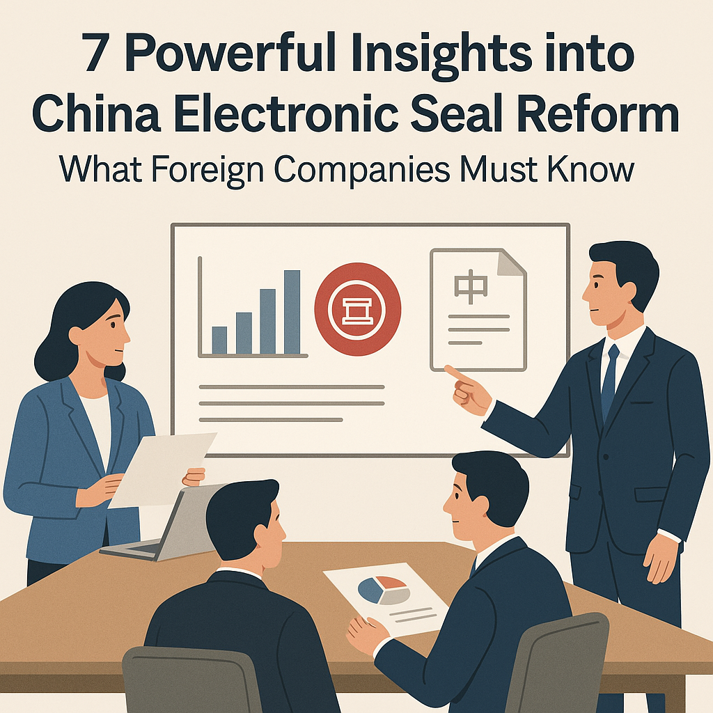 Business professionals analyzing China electronic seal regulations