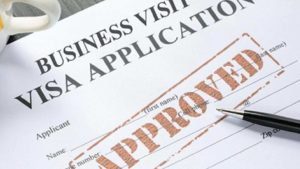 Illustration of steps to apply for a China business visa with passport, invitation letter, and online visa form