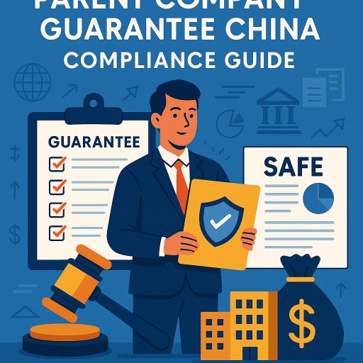 Parent company guarantee China infographic in flat commercial illustration style