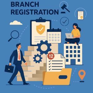 China branch registration infographic in flat commercial illustration style