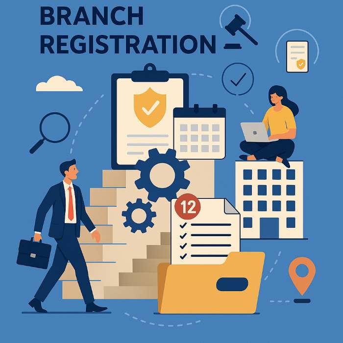 China branch registration infographic in flat commercial illustration style